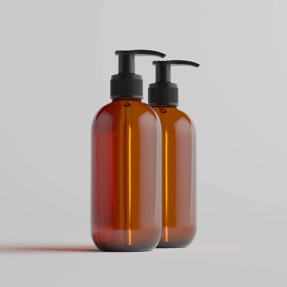 Forest Clay Empty Plastic Pump Bottles Portable Clear Small Cylinder Shampoo Lotion Pump Bottle Dispenser Durable Refillable Containers for Liquid Soap, Massage Oil -300 ml Pack of 2