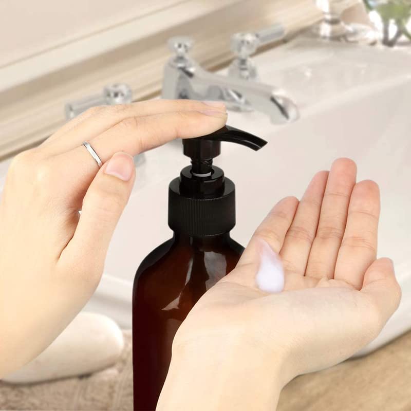 Forest Clay Empty Plastic Pump Bottles Portable Clear Small Cylinder Shampoo Lotion Pump Bottle Dispenser Durable Refillable Containers for Liquid Soap, Massage Oil -300 ml Pack of 2