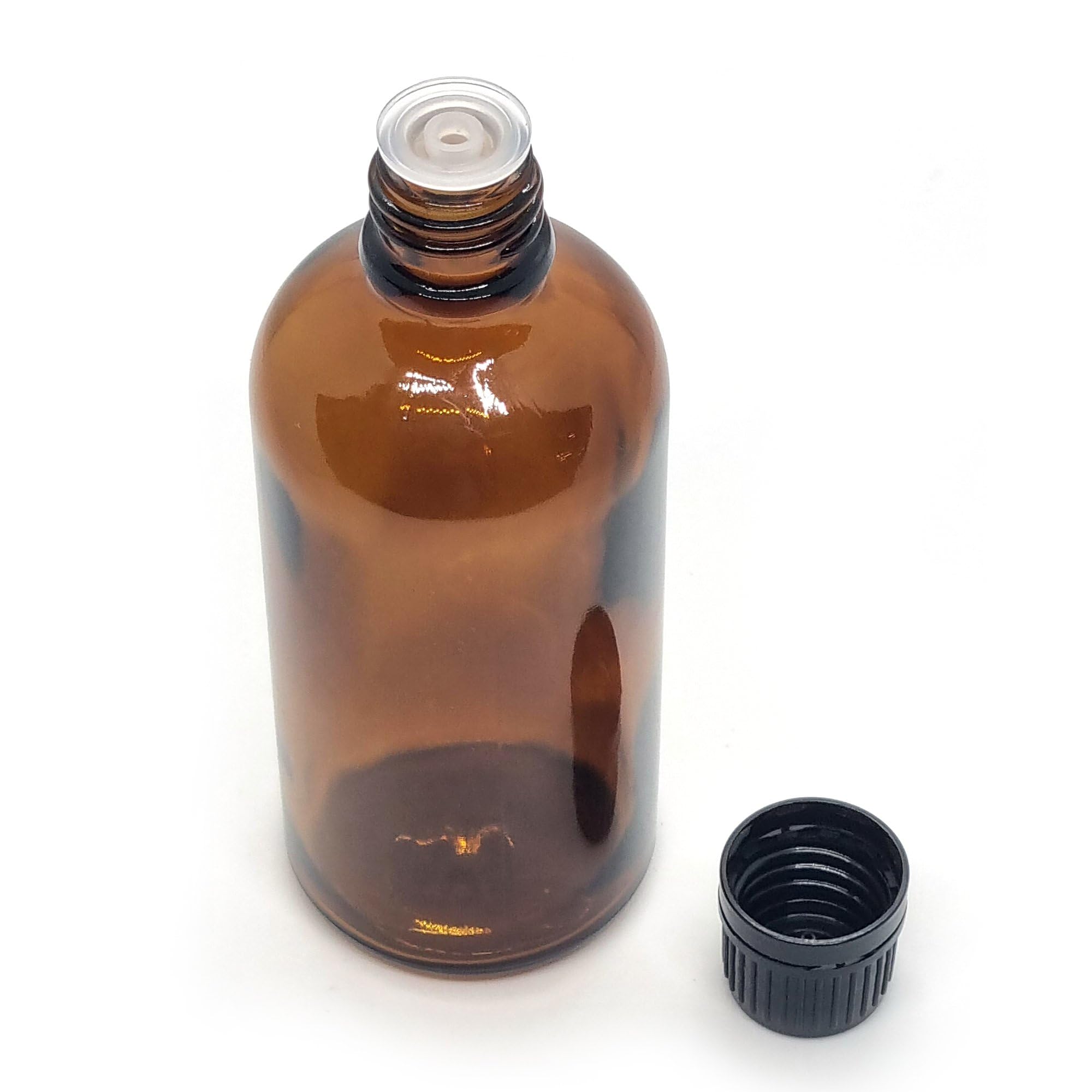 Forest Clay 100 ml Amber Round Empty Glass Bottle + Euro Dropper + Black Cap, Refillable, Reusable, Leak Proof for Essential Oils, Blends, DIY Perfumes & Face Oil Set of 2