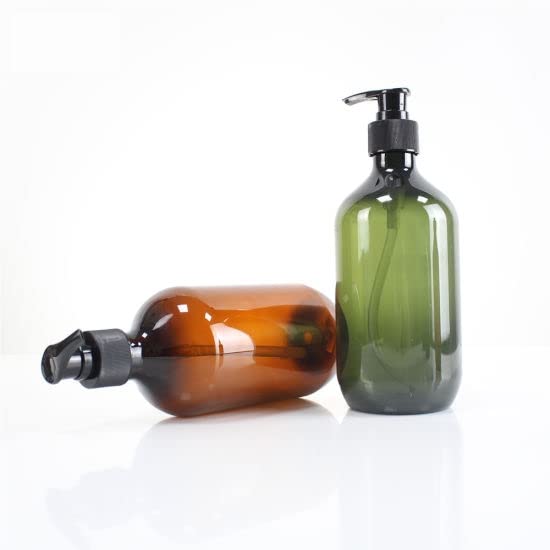 Forest Clay Shampoo Pump Bottle, Pack of 2 (300ml Size) Empty Bottle with Pump Multipurpose- Olive Green &amp; Amber