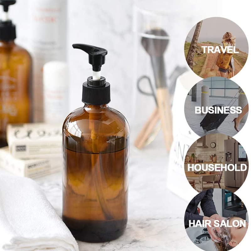 Forest Clay Empty Plastic Pump Bottles Portable Clear Small Cylinder Shampoo Lotion Pump Bottle Dispenser Durable Refillable Containers for Liquid Soap, Massage Oil -300 ml Pack of 2