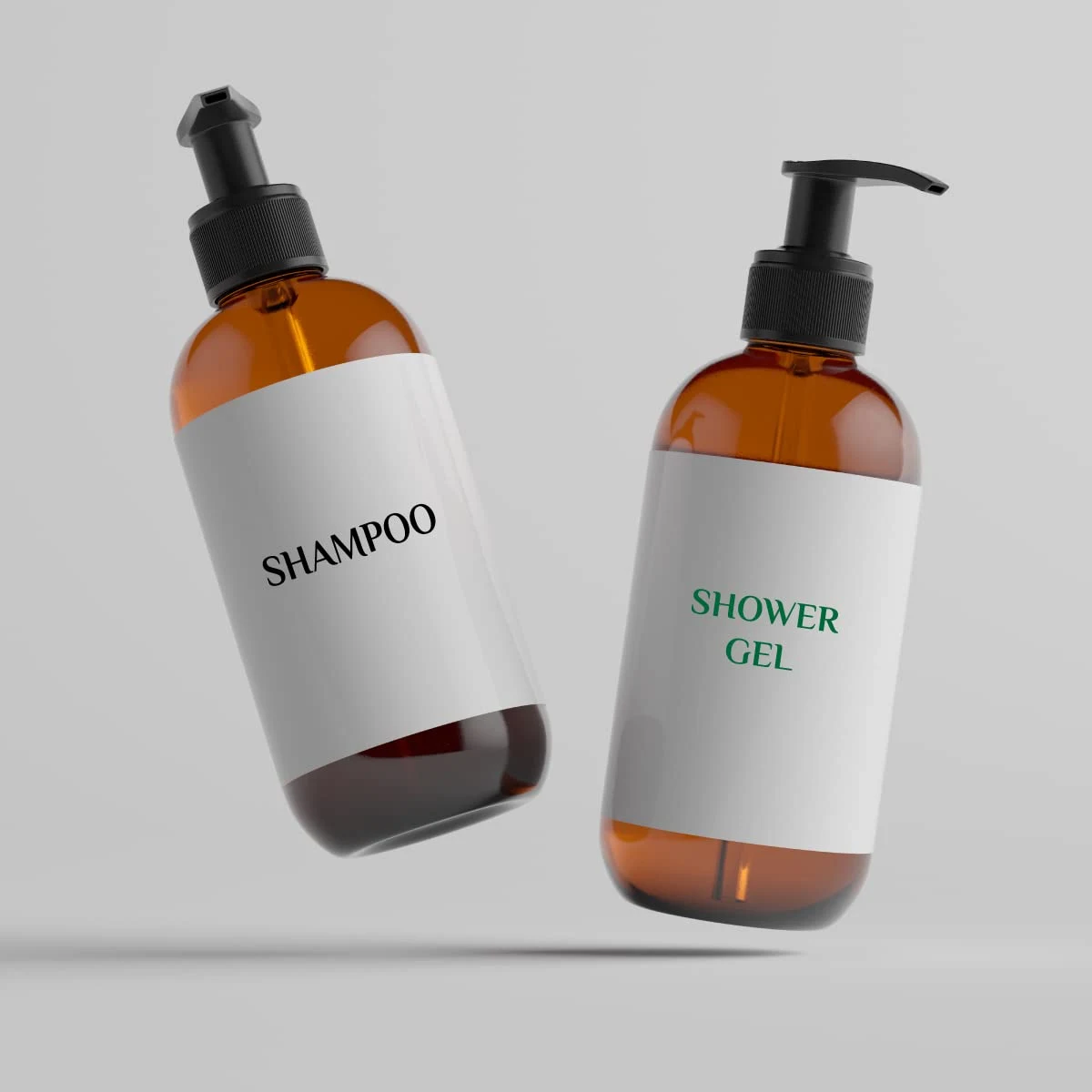 Forest Clay Empty Plastic Pump Bottles Portable Clear Small Cylinder Shampoo Lotion Pump Bottle Dispenser Durable Refillable Containers for Liquid Soap, Massage Oil -300 ml Pack of 2
