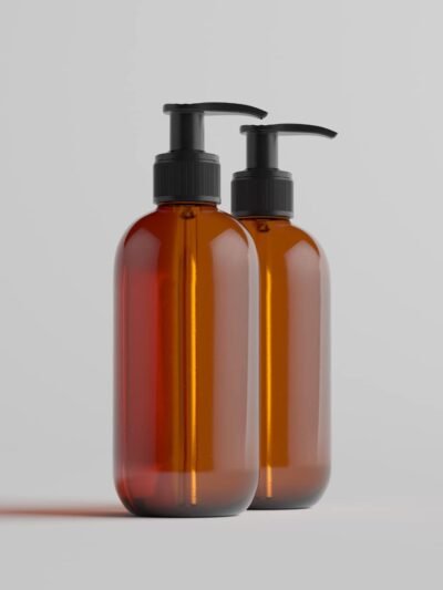 Forest Clay Empty Plastic Pump Bottles Portable Clear Small Cylinder Shampoo Lotion Pump Bottle Dispenser Durable Refillable Containers for Liquid Soap, Massage Oil -300 ml Pack of 2