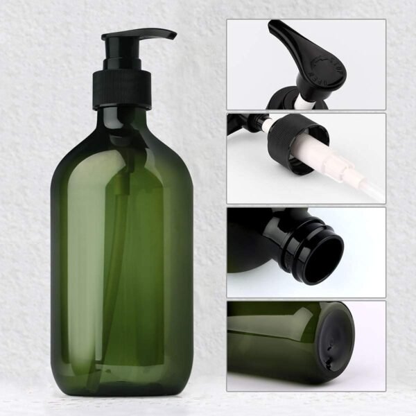 Forest Clay Shampoo Pump Bottle, Pack of 2 (300ml Size) Empty Bottle with Pump Multipurpose- Olive Green & Amber - Image 8