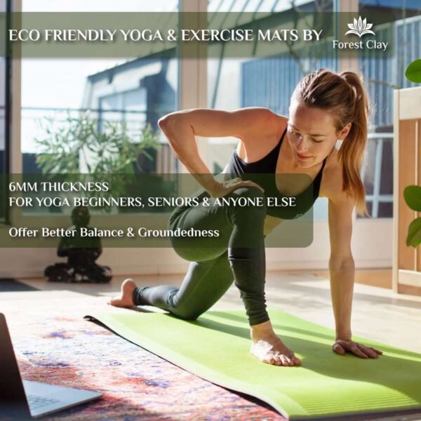 Forest Clay Premium 6mm TPE Material Non-Slip Yoga & Fitness Mat for All Types of Yoga, Pilates & Floor Workouts (72"L x 24"W x 6mm Thick)